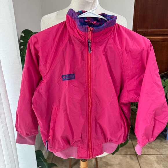 Vintage Columbia Kids 7/8 Fleece Lined Jacket Hot Pink, Mother Boyle Tag - Picture 1 of 7